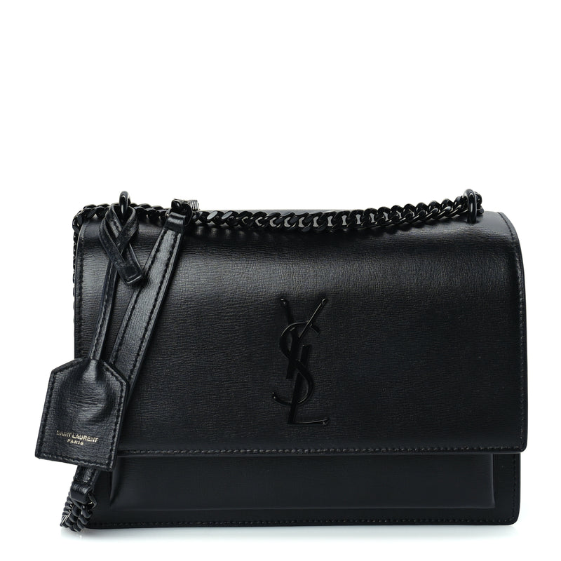  Saint Laurent Calfskin Medium Monogram Monochrome Sunset Black
