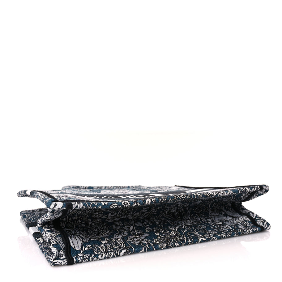 Christian Dior Canvas Embroidered Medium Around The World Book Tote Blue Image 3