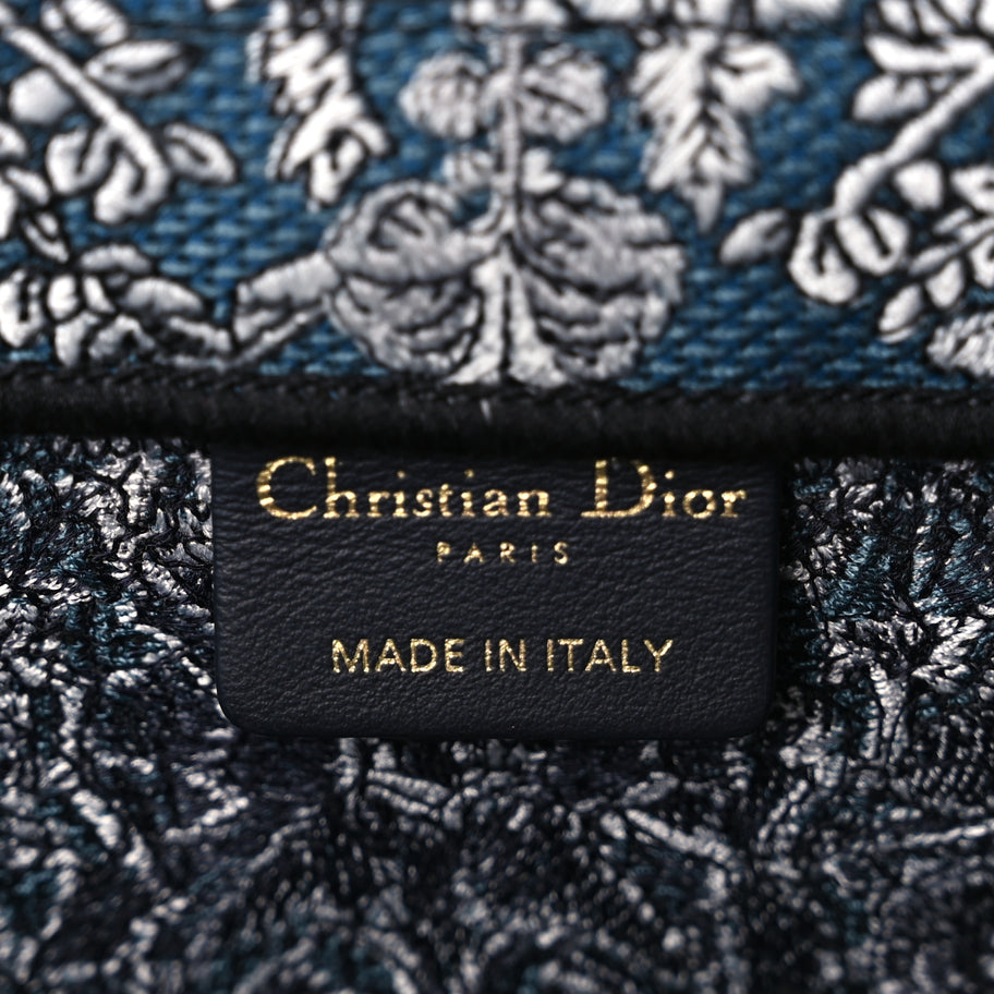 Christian Dior Canvas Embroidered Medium Around The World Book Tote Blue Image 5