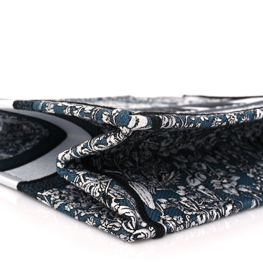 Christian Dior Canvas Embroidered Medium Around The World Book Tote Blue Image 7