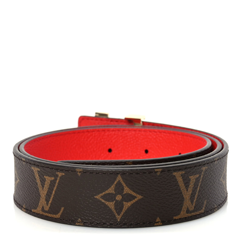  Louis Vuitton Monogram 30mm LV Initiales Reversible Belt 80 32 Coquelicot