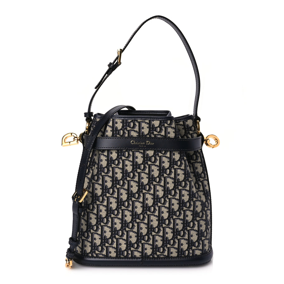 Christian Dior Oblique Calfskin Medium C'est Dior Bucket Bag Blue Image 1