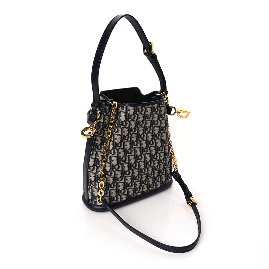 Christian Dior Oblique Calfskin Medium C'est Dior Bucket Bag Blue Image 2