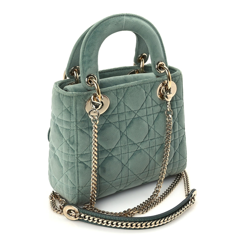  Christian Dior Velvet Mini Lady Dior Green