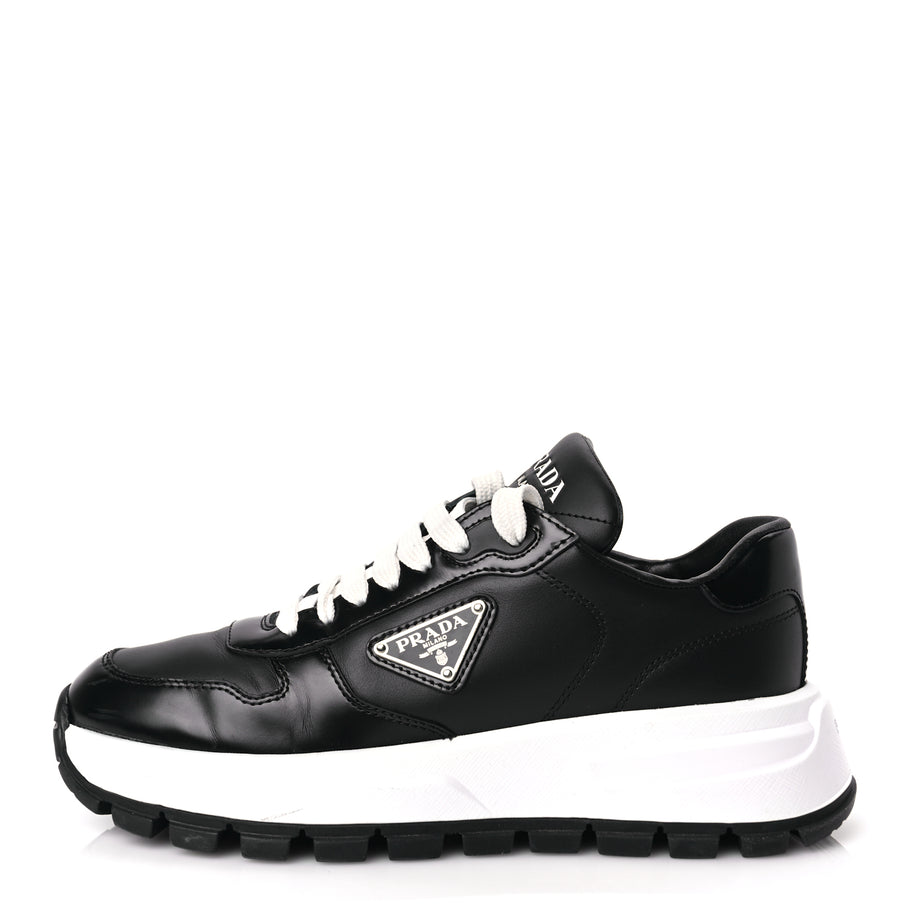 Prada Re-Nylon Spazzolato Triangle Logo Womens Prax 01 45mm Sneakers 36.5  Black Image 1