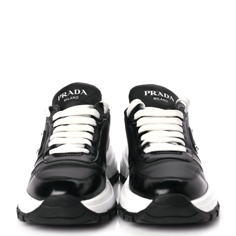 Prada Re-Nylon Spazzolato Triangle Logo Womens Prax 01 45mm Sneakers 36.5  Black Image 3