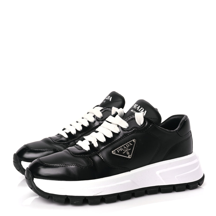 Prada Re-Nylon Spazzolato Triangle Logo Womens Prax 01 45mm Sneakers 36.5  Black Image 4