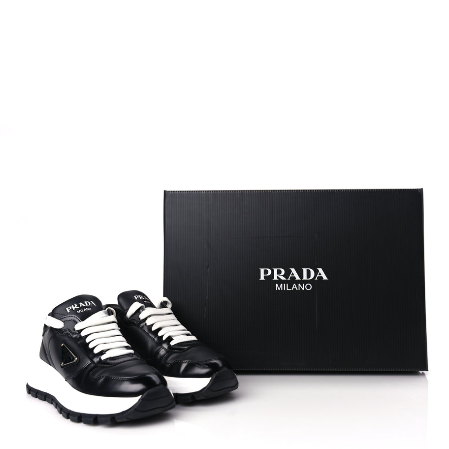 Prada Re-Nylon Spazzolato Triangle Logo Womens Prax 01 45mm Sneakers 36.5  Black Image 9
