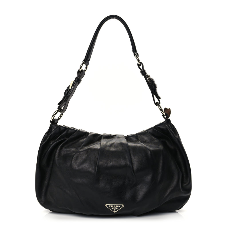  Prada Cervo Hobo Shoulder Bag Black