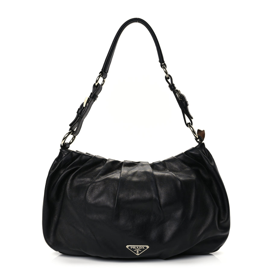 Prada Cervo Hobo Shoulder Bag Black Image 1