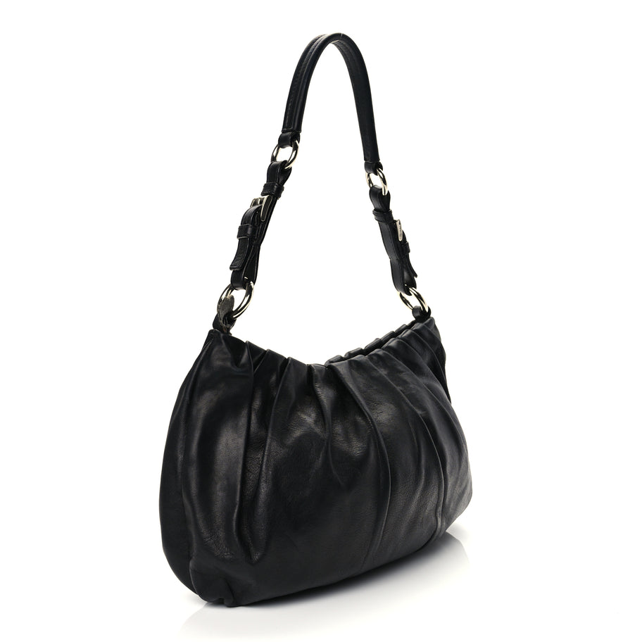 Prada Cervo Hobo Shoulder Bag Black Image 2