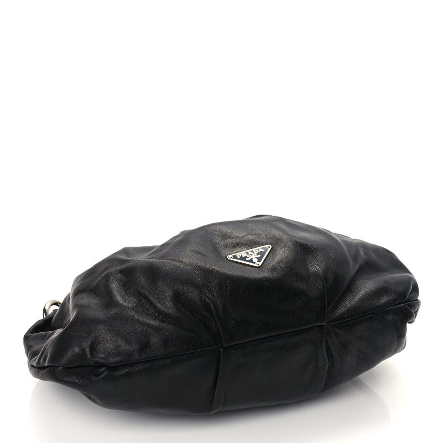 Prada Cervo Hobo Shoulder Bag Black Image 3