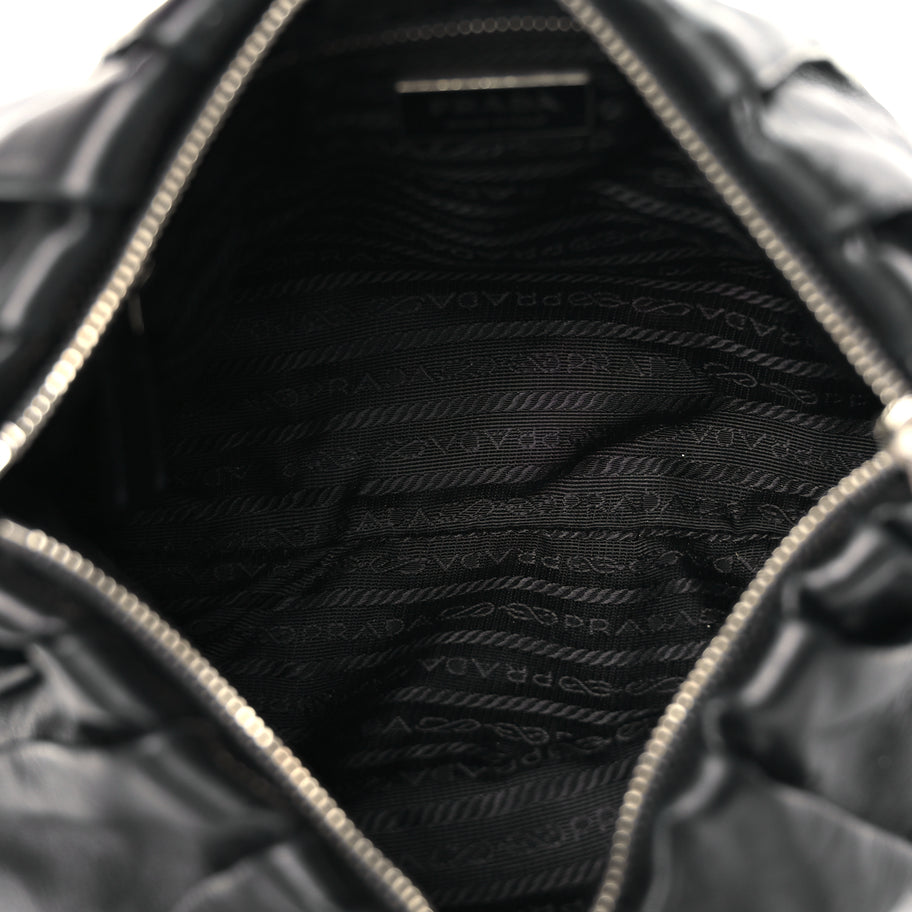 Prada Cervo Hobo Shoulder Bag Black Image 4