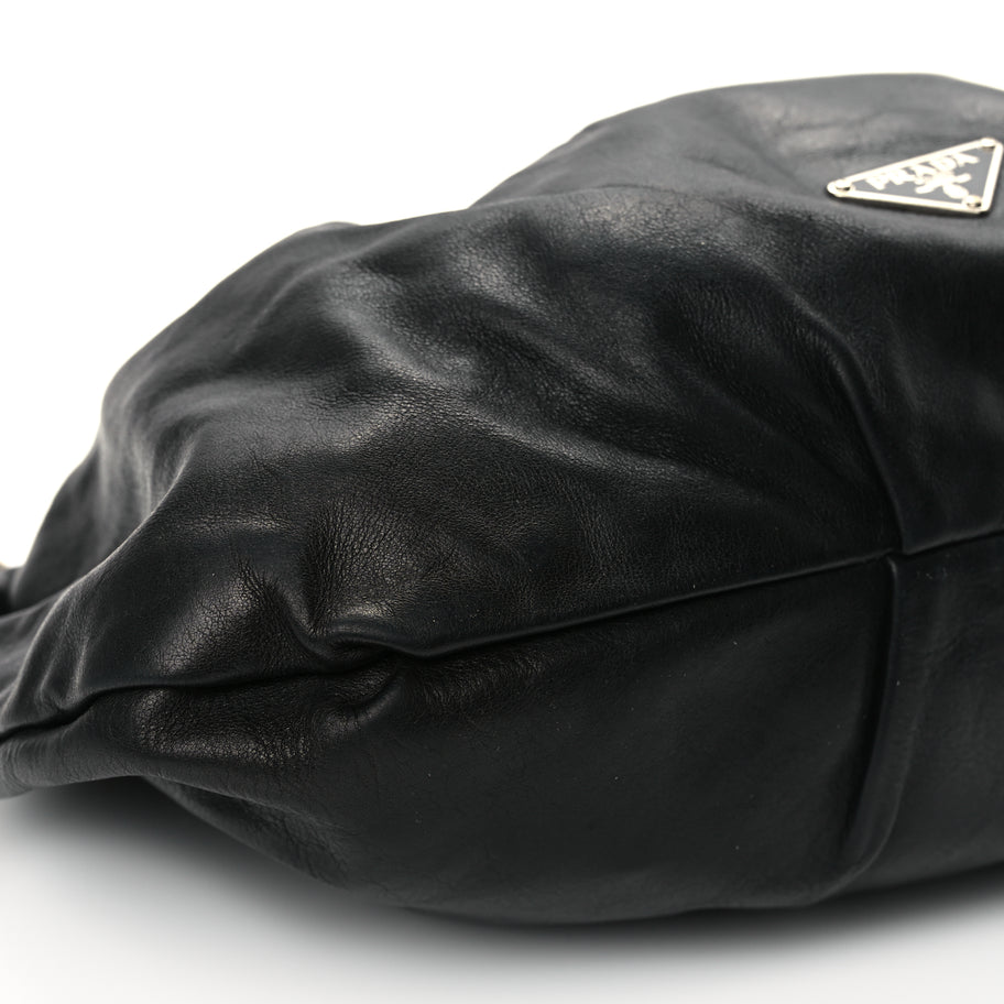 Prada Cervo Hobo Shoulder Bag Black Image 7