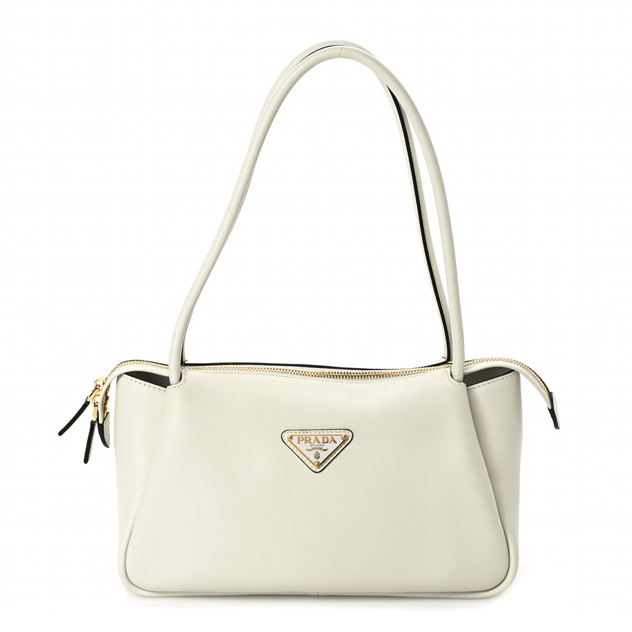 Prada Soft Calfskin Medium Darling Shoulder Bag White Image 1