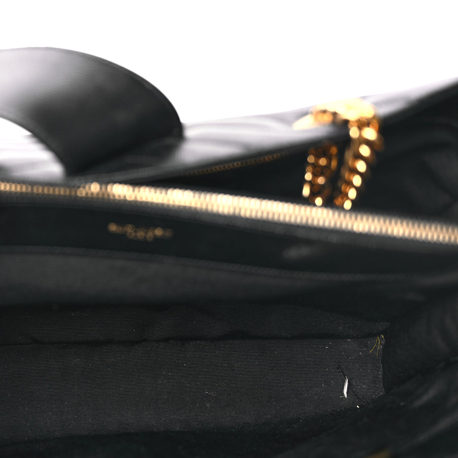 Saint Laurent Grain De Poudre Matelasse Chevron Monogram Shopping Bag Black Image 4