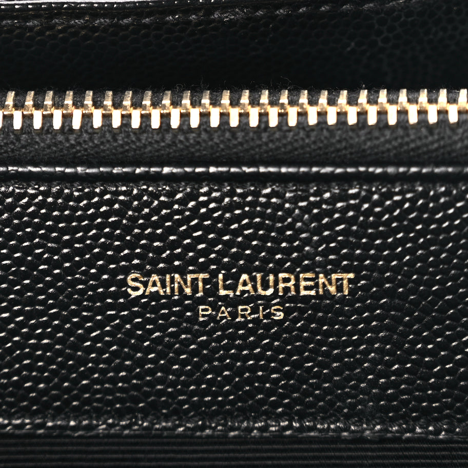 Saint Laurent Grain De Poudre Matelasse Chevron Monogram Shopping Bag Black Image 5