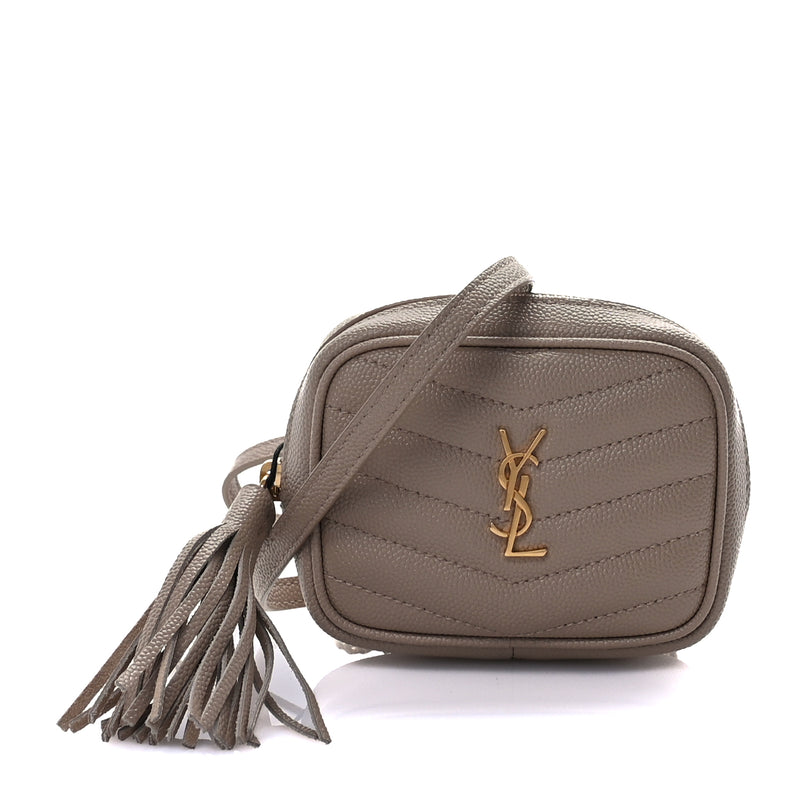  Saint Laurent Grain De Poudre Matelasse Monogram Baby Lou Camera Bag  Dark Beige