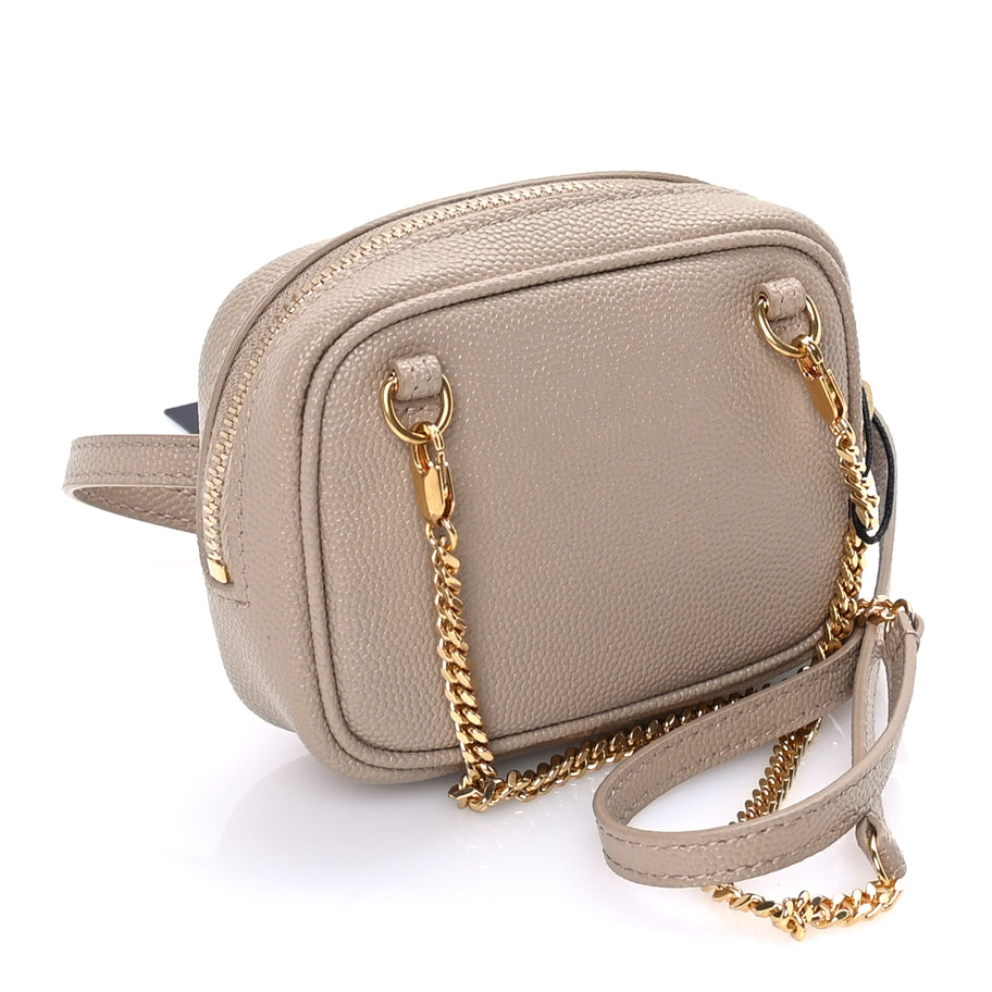 Saint Laurent Grain De Poudre Matelasse Monogram Baby Lou Camera Bag  Dark Beige Image 2