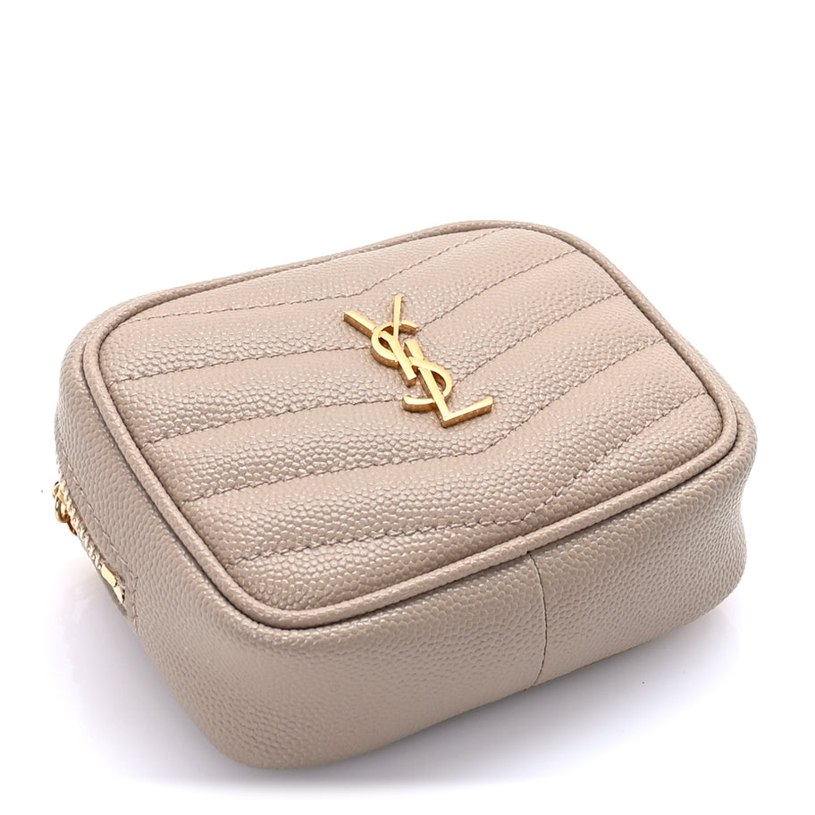 Saint Laurent Grain De Poudre Matelasse Monogram Baby Lou Camera Bag  Dark Beige Image 3
