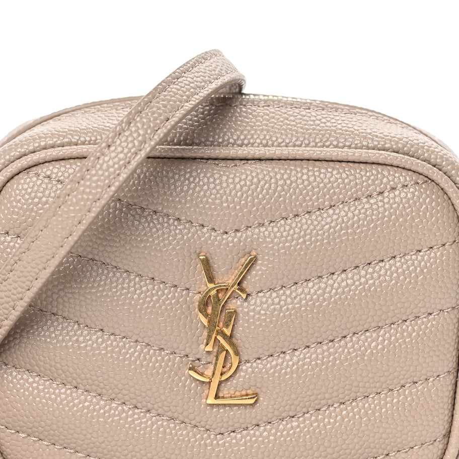 Saint Laurent Grain De Poudre Matelasse Monogram Baby Lou Camera Bag  Dark Beige Image 6