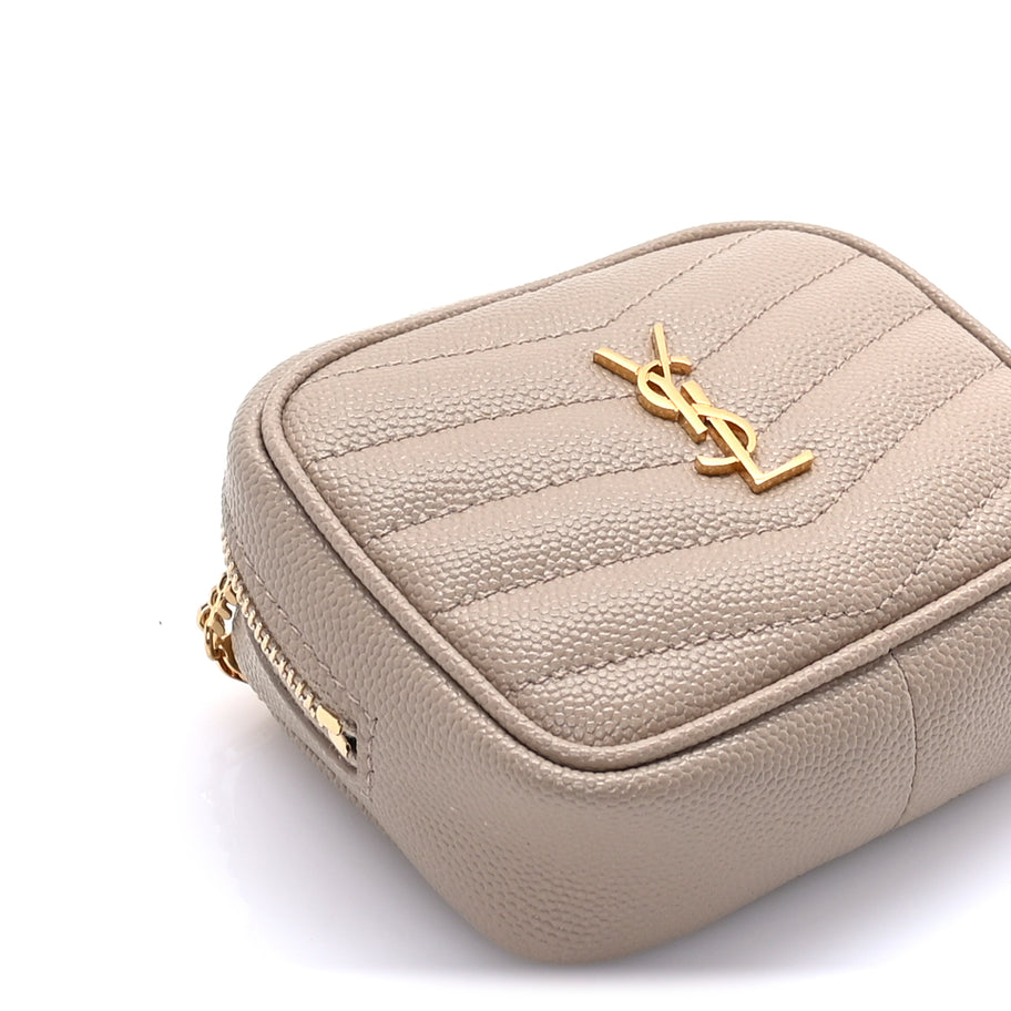 Saint Laurent Grain De Poudre Matelasse Monogram Baby Lou Camera Bag  Dark Beige Image 7