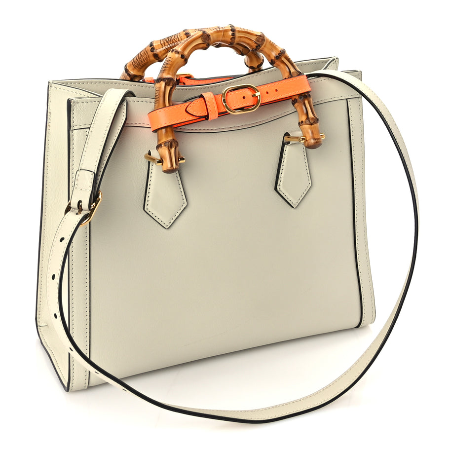 Gucci Wonka Grain Calfskin Medium Diana Tote Bag Mystic White Orange Fluo Image 2