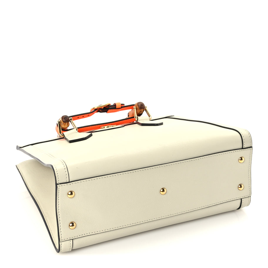 Gucci Wonka Grain Calfskin Medium Diana Tote Bag Mystic White Orange Fluo Image 3