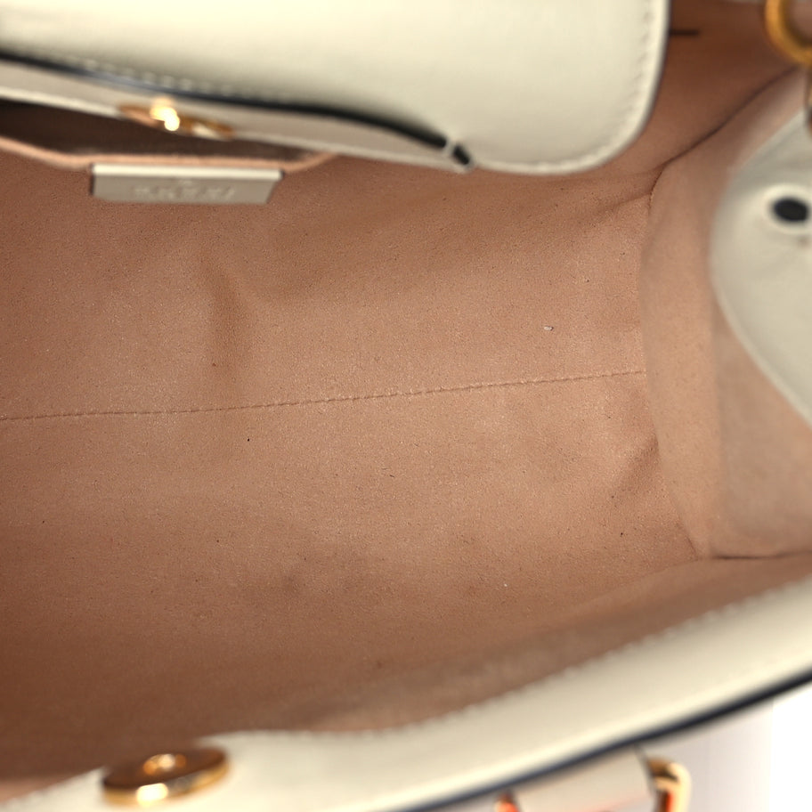 Gucci Wonka Grain Calfskin Medium Diana Tote Bag Mystic White Orange Fluo Image 4