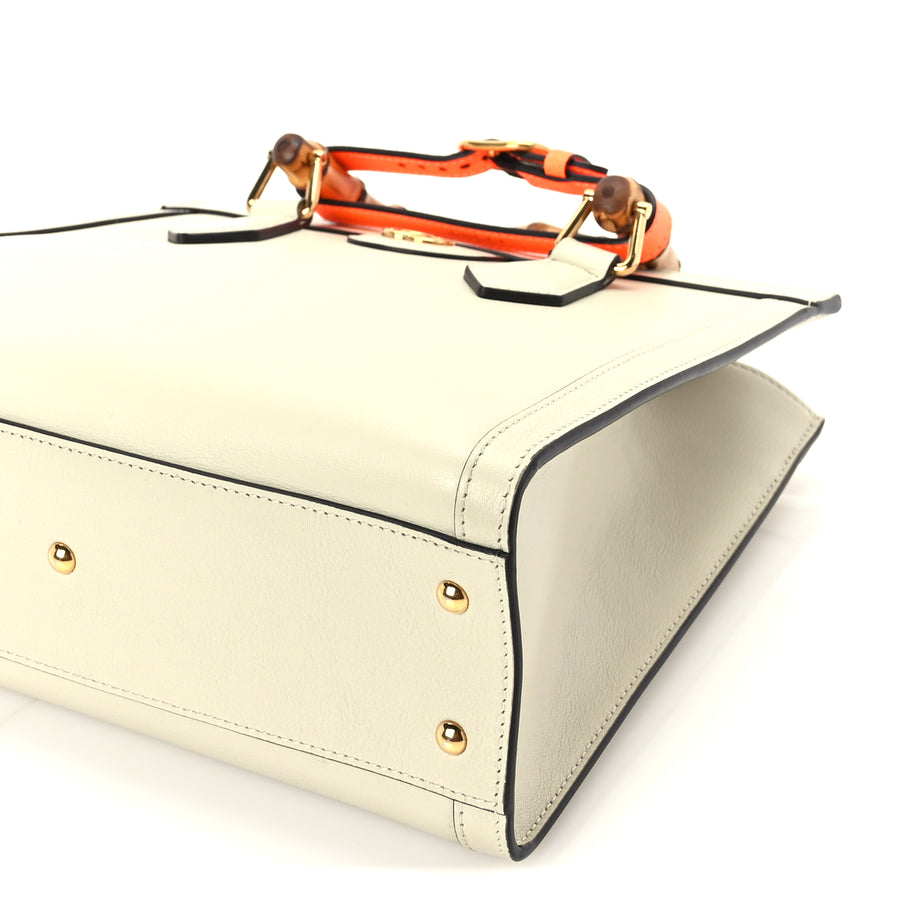 Gucci Wonka Grain Calfskin Medium Diana Tote Bag Mystic White Orange Fluo Image 9