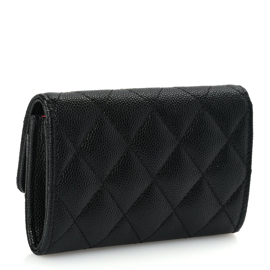 Chanel CHANEL Caviar Metal Perforated Quilted CC Flap Card Holder Black Image 3