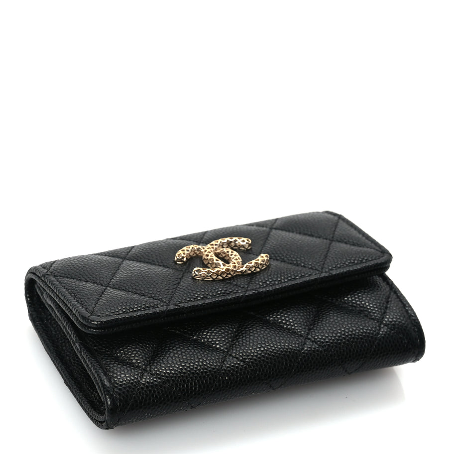Chanel CHANEL Caviar Metal Perforated Quilted CC Flap Card Holder Black Image 4
