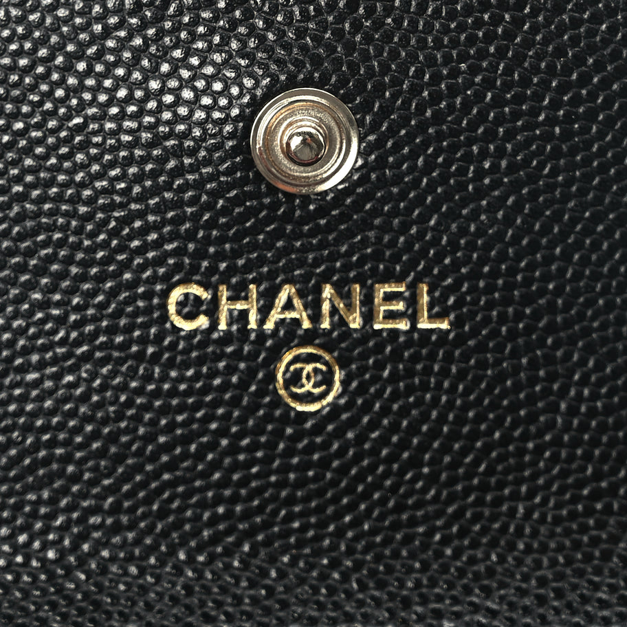 Chanel CHANEL Caviar Metal Perforated Quilted CC Flap Card Holder Black Image 6