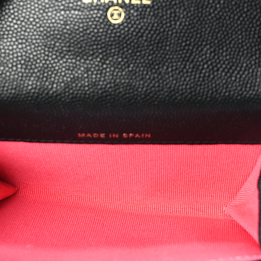 Chanel CHANEL Caviar Metal Perforated Quilted CC Flap Card Holder Black Image 7