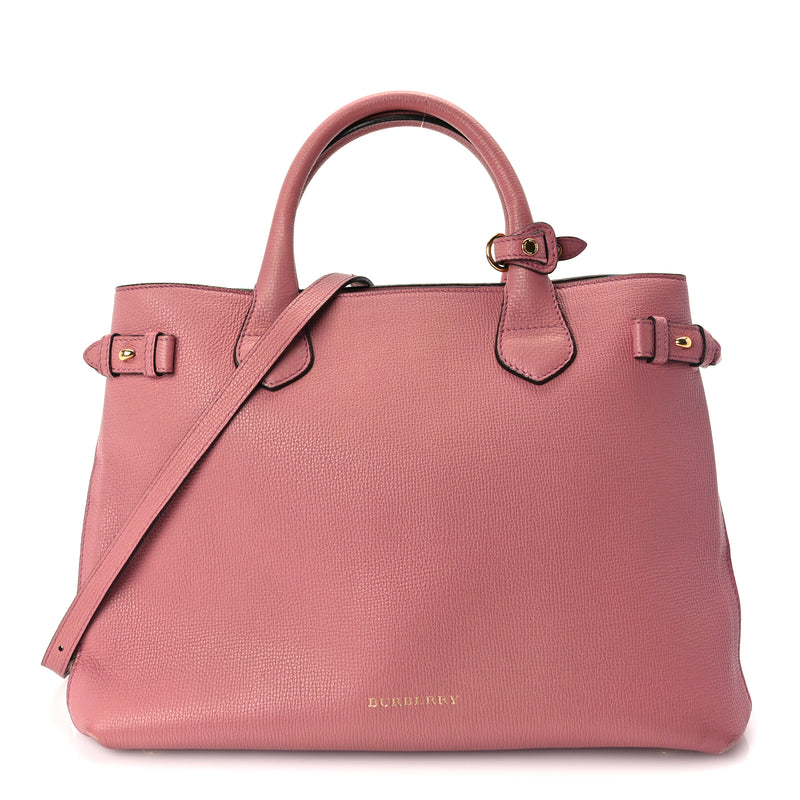  Burberry Grainy Calfskin House Check Medium Banner Tote  Mauve Pink