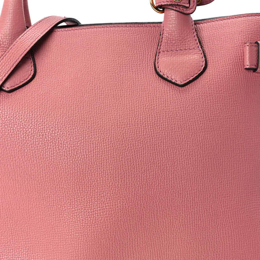 Burberry Grainy Calfskin House Check Medium Banner Tote  Mauve Pink Image 6