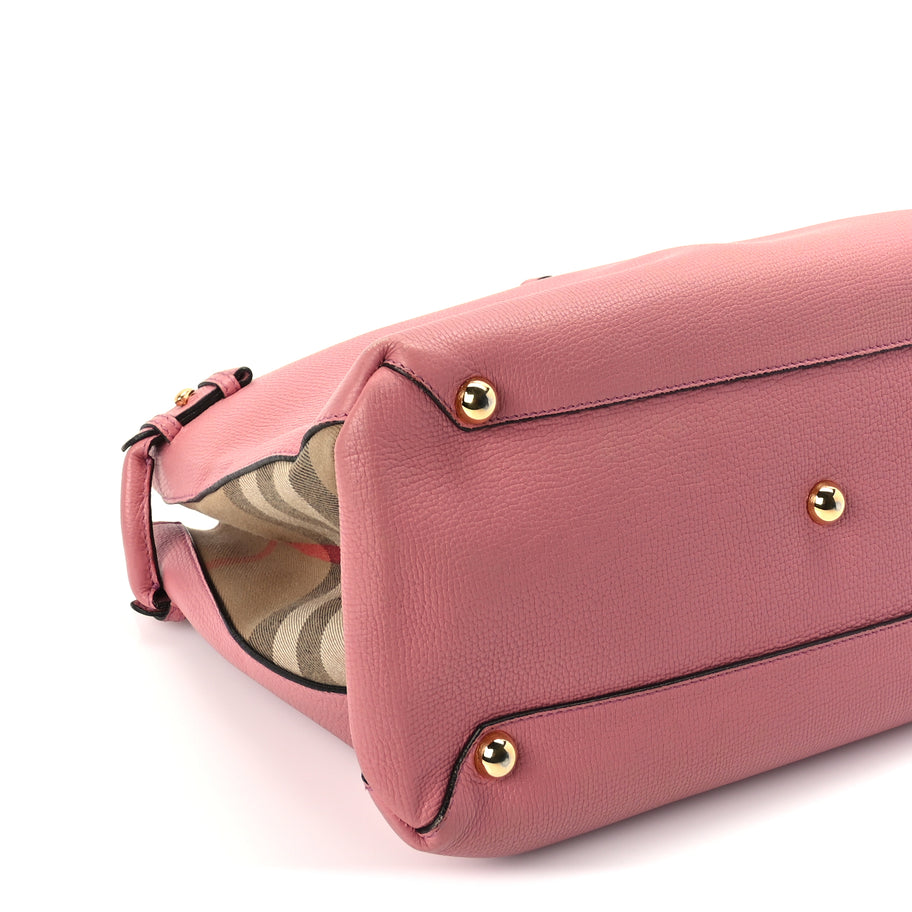 Burberry Grainy Calfskin House Check Medium Banner Tote  Mauve Pink Image 7