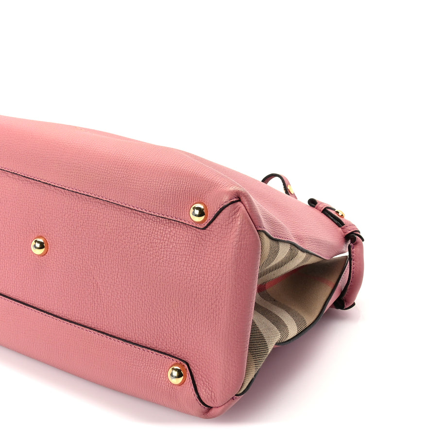 Burberry Grainy Calfskin House Check Medium Banner Tote  Mauve Pink Image 8