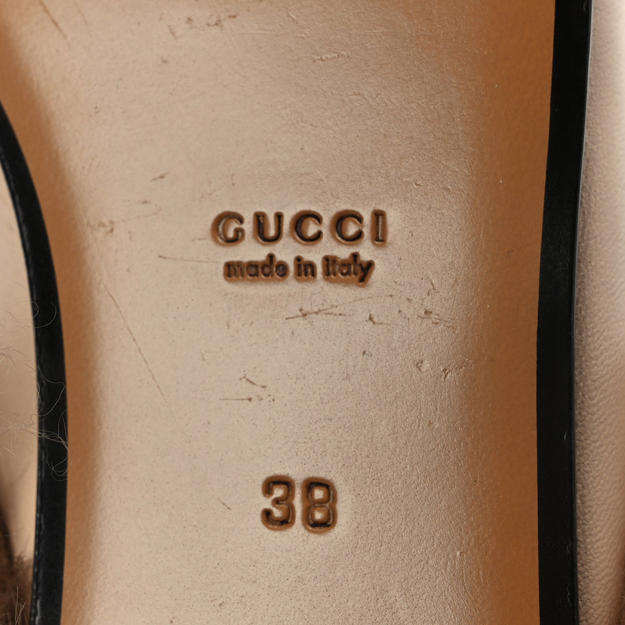 Gucci Calfskin Fur Womens Princetown Slippers 38 Beige Image 7