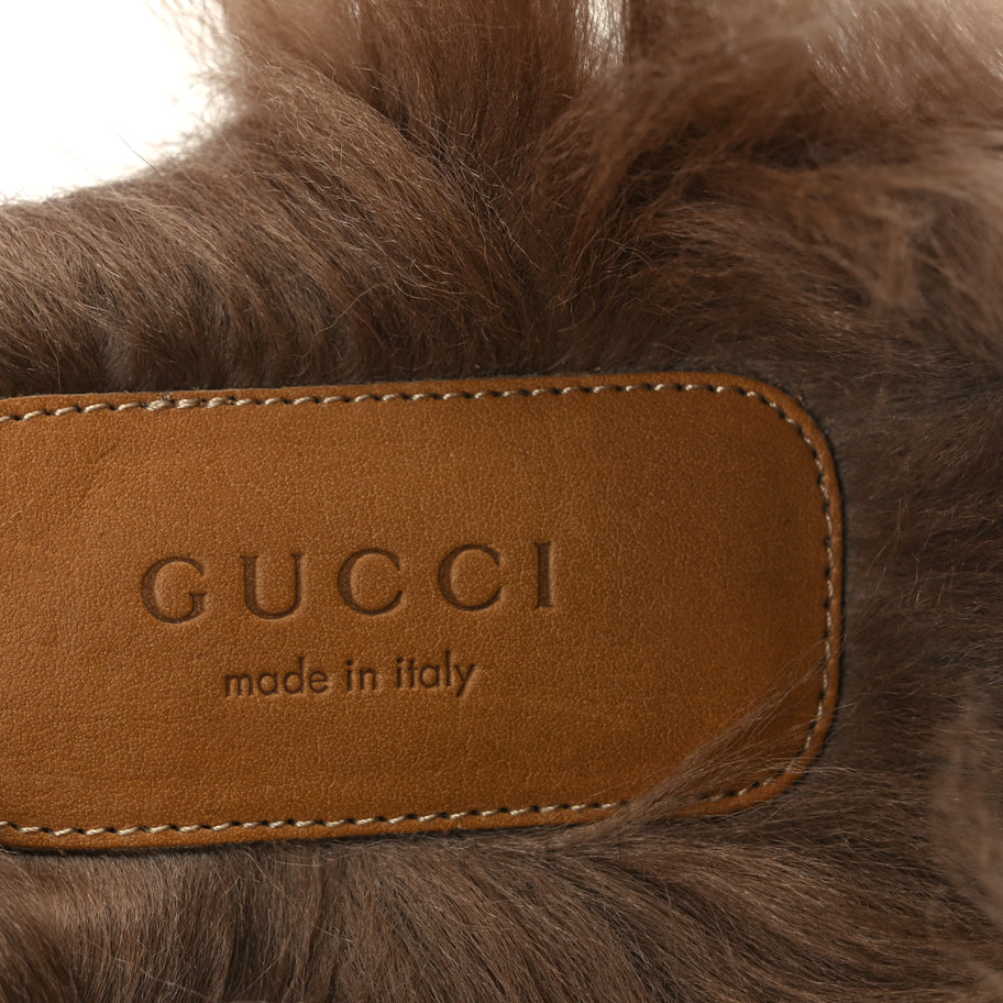 Gucci Calfskin Fur Womens Princetown Slippers 38 Beige Image 8
