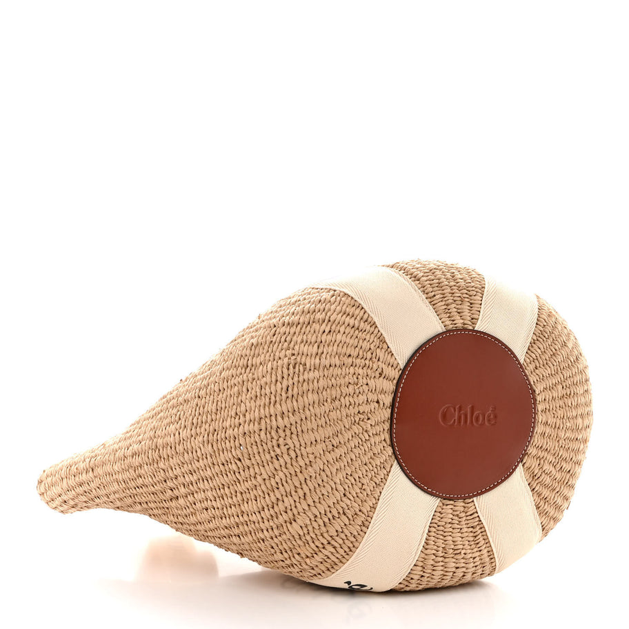 Chloe Raffia Large Woody Tote White Image 3