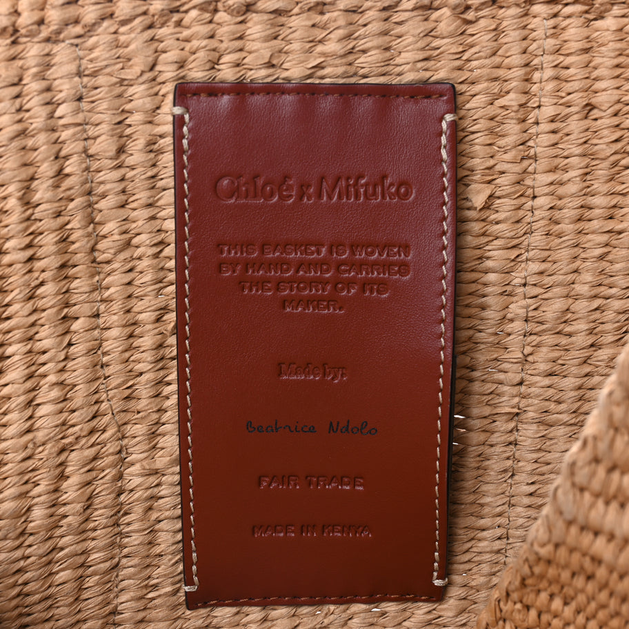 Chloe Raffia Large Woody Tote White Image 5