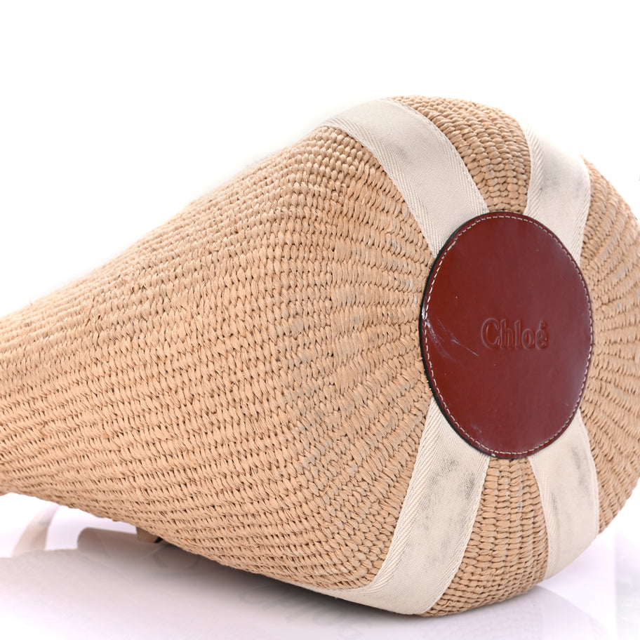 Chloe Raffia Large Woody Tote White Image 7