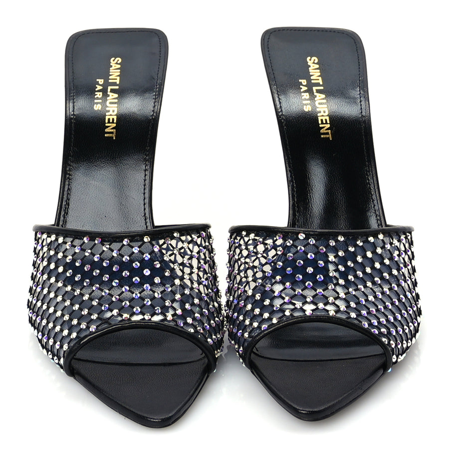 Saint Laurent Mesh Strass Giqua 95 Mule Sandals 38.5 Black Image 4