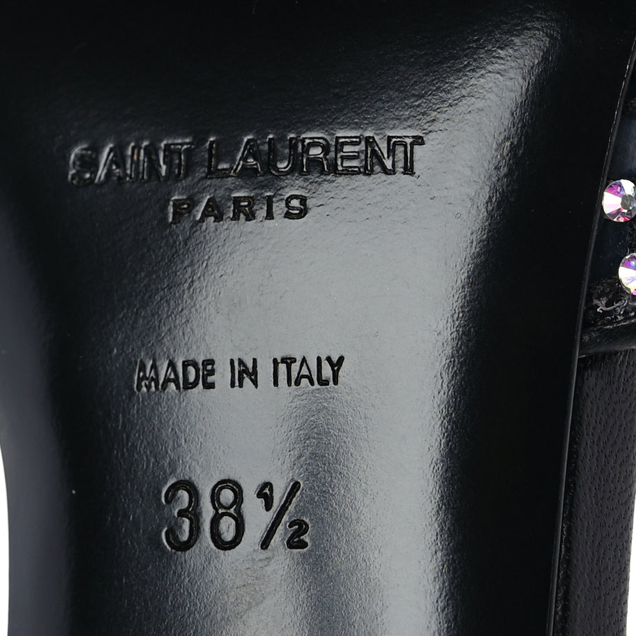Saint Laurent Mesh Strass Giqua 95 Mule Sandals 38.5 Black Image 6