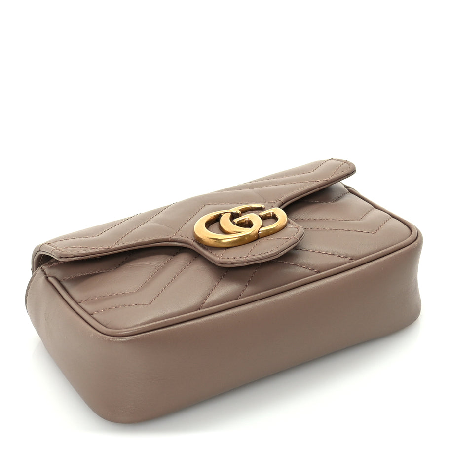 Gucci Calfskin Matelasse Super Mini GG Marmont Shoulder Bag  Porcelain Rose Image 3