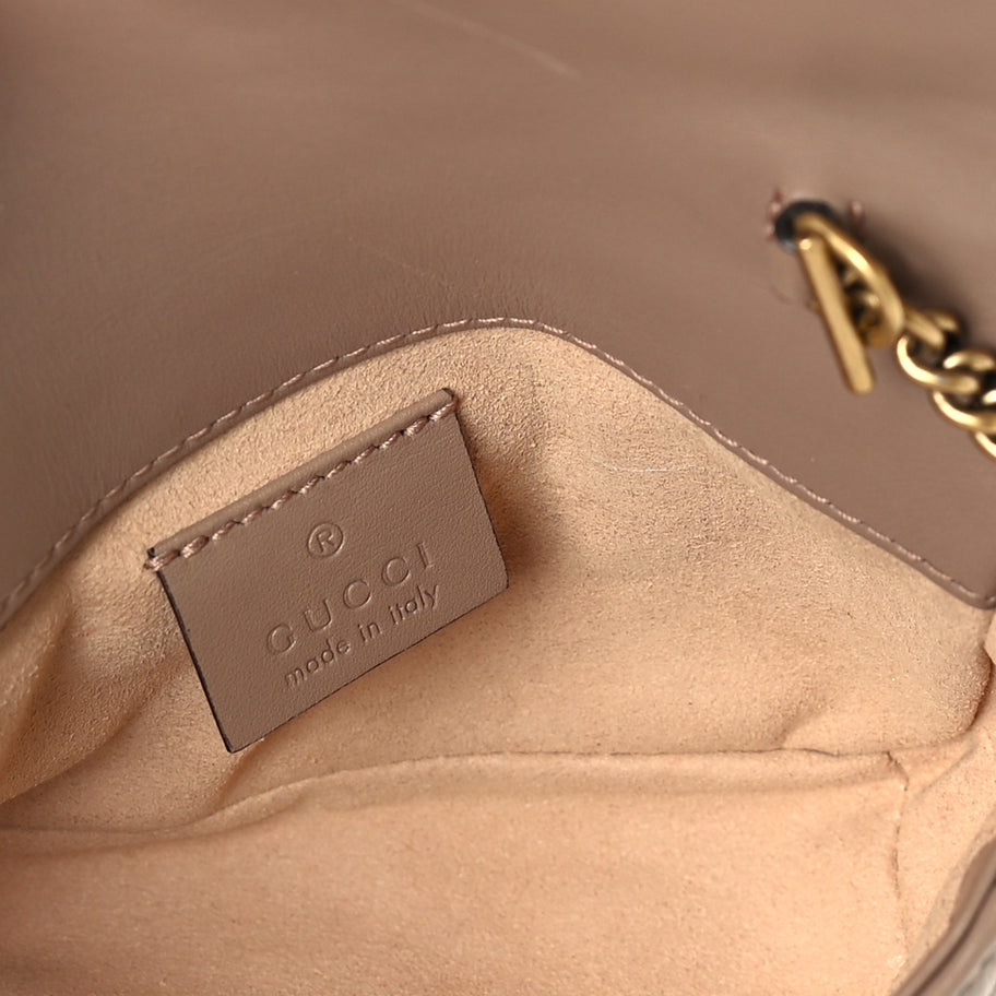 Gucci Calfskin Matelasse Super Mini GG Marmont Shoulder Bag  Porcelain Rose Image 4