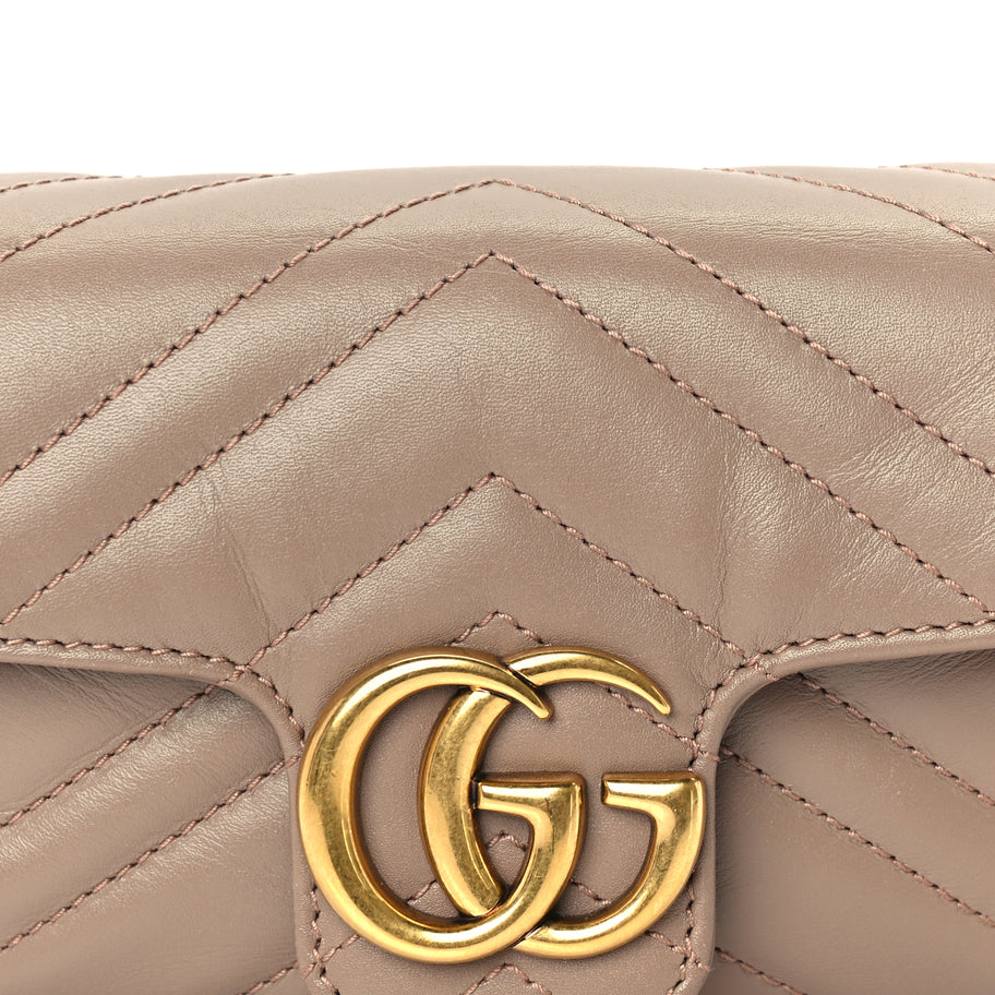 Gucci Calfskin Matelasse Super Mini GG Marmont Shoulder Bag  Porcelain Rose Image 7