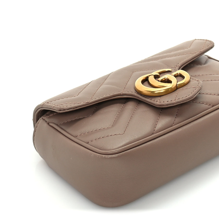 Gucci Calfskin Matelasse Super Mini GG Marmont Shoulder Bag  Porcelain Rose Image 8