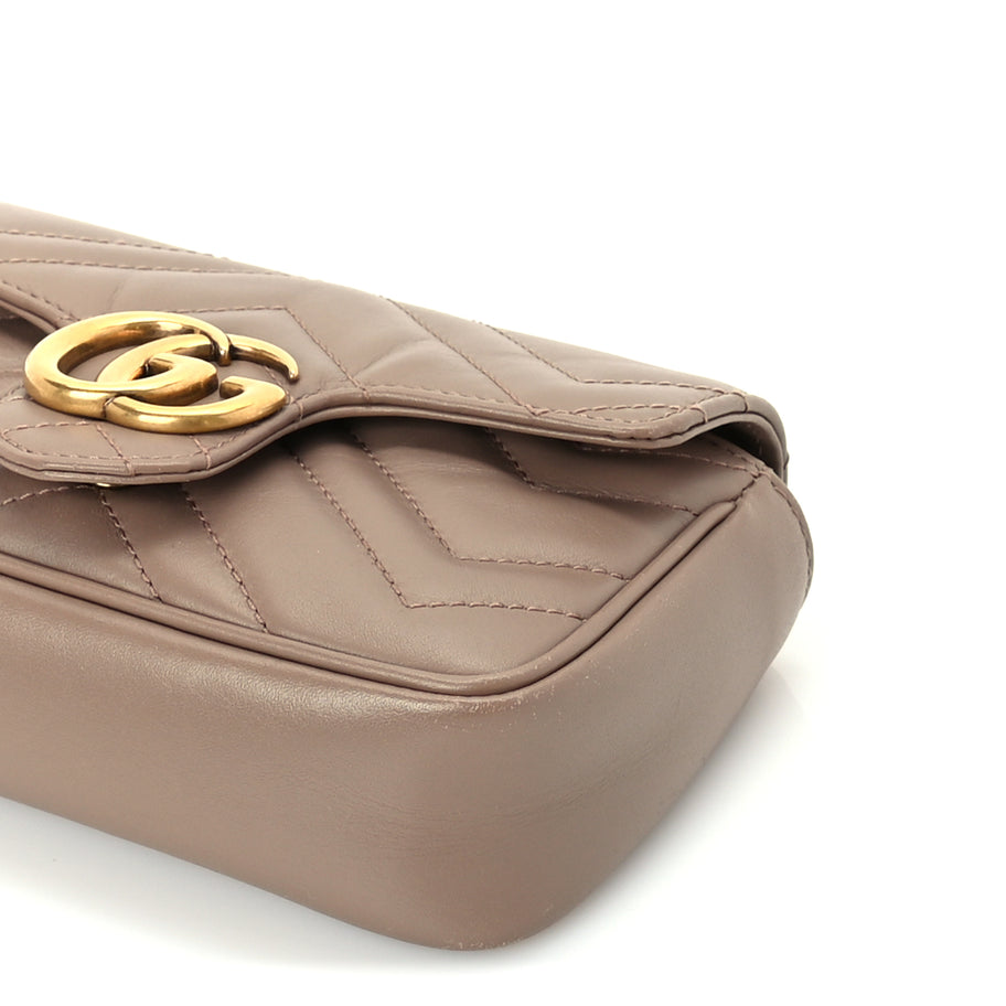 Gucci Calfskin Matelasse Super Mini GG Marmont Shoulder Bag  Porcelain Rose Image 9